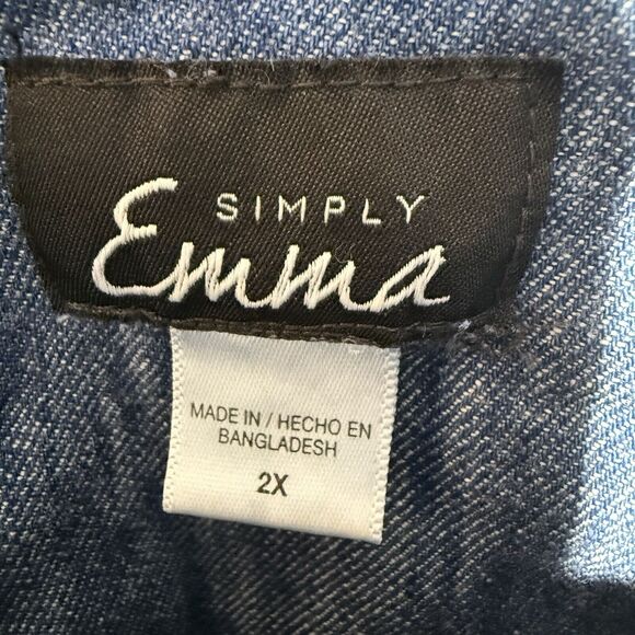 Simply Emma Denim Chambray Dress Women’s Plus Size 2X Pockets Blue 100% Cotton - Picture 7 of 11